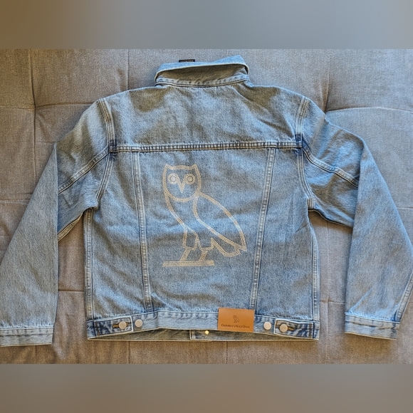 OVO Denim Trucker Jacket Washed Light Indigo Jacket - Picture 3 of 6